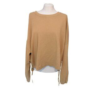 Offline by Aerie Cropped Weekend Sweater Caramel Tan XXL Oversized Baggy Lounge
